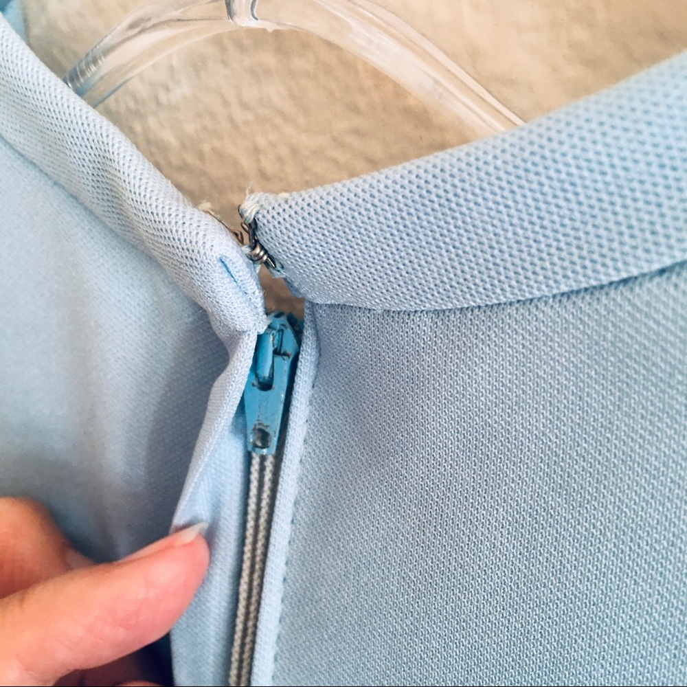 Vintage David Crystal Fashion Pleated Dress vtg 14 Light Blue 60’s 70’s mini - Picture 3 of 5